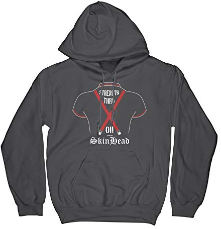 Tribal T-Shirts Skinhead Hosenträger Strength Through Oi Pouch Pocket Hoodie, schwarz, Medium