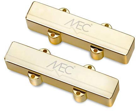 MEC Active Metal Cover J-Bass Pickup Set, 4-String - Gold