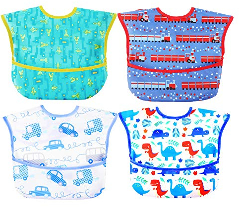 norinori Baby Lätzchen Wasserdicht Lätzchen 4er Pack mit Babylätzchen Kinder Lätzchen Passend für 6-24 Monate boys girls (Farbe2)