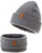 AHAHA Beanie Kinder Jungen Stricken Wintermütze Jungen Warm Mütze und Schal Kinder Grau