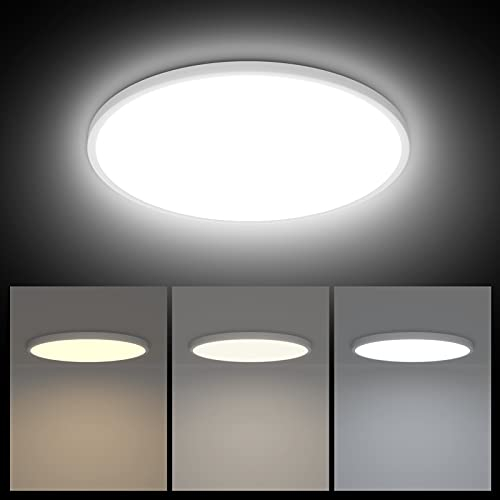K-Bright LED Deckenleuchte 38W 3420 LM Deckenlampe Ultra Dünn Lichtfarbe Einstellbar 3000K/4000K/6500K Rund Deckenlampen für Badezimmer Schlafzimmer Wohnzimmer Balkon Flur Küche Ø40cm Weiß