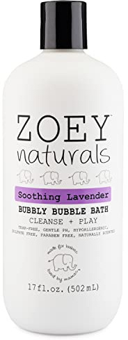 Zoey Naturals - Soothing Lavender Bubble Bath for Kids & Babies, Tear-Free Moisturizing Toddler Soap with Aloe & Avocado Oil for Calm Experience - Made in USA, 17 oz