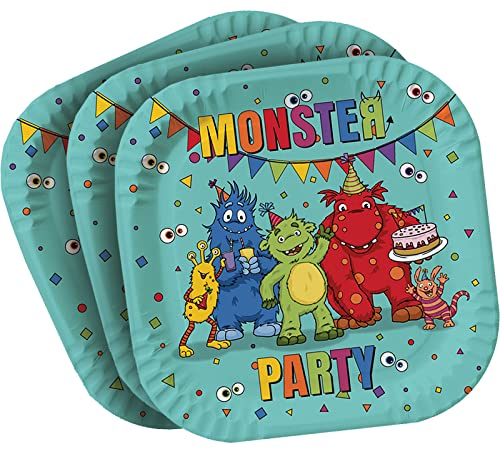 TIB Heyne 8 Teller * LUSTIGE MONSTER * für Kindergeburtstag und Mottoparty | Kinder Geburtstag Party Partyteller Pappteller