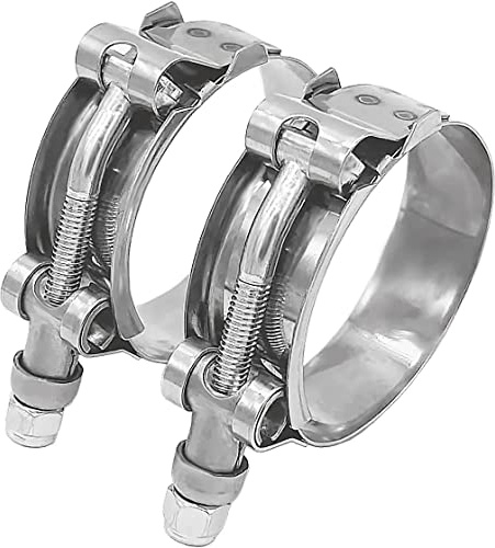 Congiano 2 Pack 3 Inch T-Bolt Hose Clamps Stainless, Working Range 83-91mm for 3 Hose ID, Stainless Steel Band Floating Bridge and Nylon Insert Locknut, Pack of 2