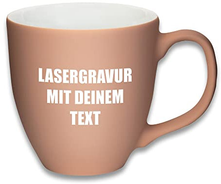 Mahlwerck XL Jumbotasse, selbst gestalten, große Porzellan-Kaffeetasse mit matter Oberfläche, Tasse personalisieren mit Namen, Geschenk, 400-450ml, mit eigener Textgravur, Cozy Caramel