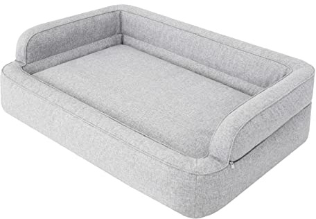 PillowPrim Hundebett, Möbel für Tiere, Katzenbett, Abnehmbar Bezug, Hundekorb, Hundekissen, Hundeliege, Schlafplätze, Hundesofa, Asche, XXL: 117x79 cm