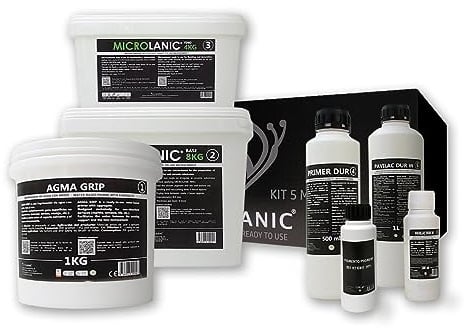 MICROLANIC - KIT MICROCEMENTO 5M² SBC | Especial Baños y Cocinas | Kit microcemento 5m² listo al uso para Baños, duchas y Cocinas.| Color: GRIS 40% | MATE