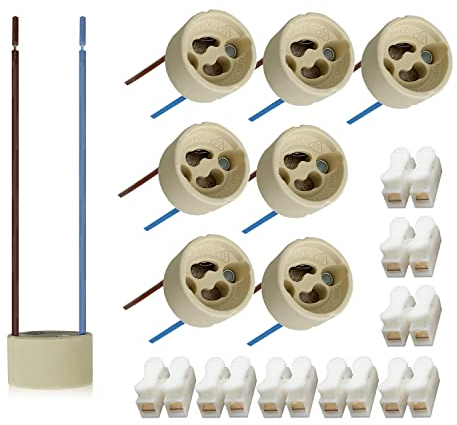 8 x douilles de lampe GU10, le fil de silicone résistant aux hautes températures est connecté à la douille céramique GU10 mâle, 0-250 V, connexion rapide incluse