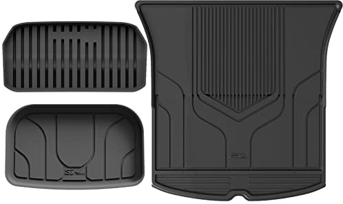 3W Boot Liner Fit for Tesla Model Y 2021 2022 2023 2024, All Weather Dog Friendly TPE Boot Mats Custom Fit Tesla Model Y, Waterproof Non-Slip Trunk Mats ModeL Y Car Accessories (3 PCS)