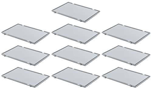 PROREGAL SuperSparSet 10x Scharnierdeckel für Eurobehälter | HxBxT 2,7x40x60cm