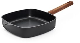 Woll Eco Logic QXR Viereckpfanne - Induktiv -, 24 x 24 cm, 6 cm hoch, mit festem nachhaltigem Holzstiel - Geeignet für alle Herdarten, PFAS-frei, Antihaft-Versiegelung, Aluminiumguss