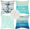 Velvhom Wasserdichter Kissenbezug 40x40cm Ozean Ankerstrand Meer Blau Zierkissenbezüge Dekokisse Sofakissen Couchkissen Outdoor Leinen Kissenbezüge für Schlafzimmer Sofa Stuhl Bett Garten 4er Set