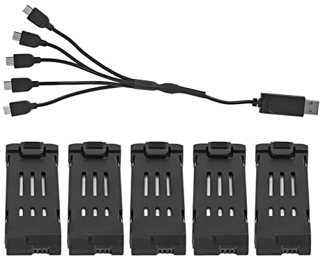 Focket 3.7V 600mAh Lithium Battery with 5 in 1 Charger Cable for E58 L800 JY019 S168 RC Quadcopters