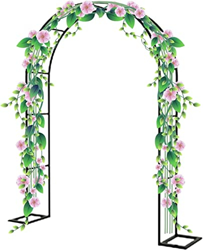 Rankgitter Metall Rosenbogen mit Basis, 120cm 140cm 180cm 240cm 300cm 350cm breit Kletterpflanzen Rosen Torbogen Hochzeitsbogen Rankhilfe Gartenbogen,180x220x40CM