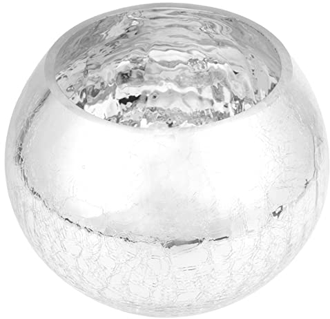 Yardenfun Silver Glass Vase Round Electroplated Table Centrepiece for Flower Arranging Modern Home Decor Dining Table