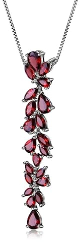 OBCPD 925 Sterling Splitterblätter Anhänger Halskette 14.65ct Natürlicher Roter Granat für Frauen Hochzeitsschmuck