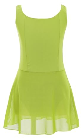 Freebily Kinder Mädchen Ballettanzug Ballett Tanzkleid Ballettbody mit Tüll Röckchen Gymnastik Kleid Tanz Kostüme Grün_E 134-140