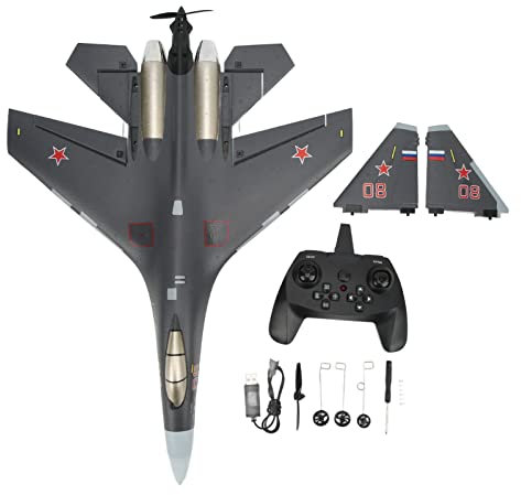 Pilipane QF009 SU 35 RC Flugzeug, 6 Achsen, Stoßfestigkeit, Segelflugzeug, 3,7 V, 1000 mAh, 4 Kanäle und 2,4 GHz, Fernbedienung für Kinder ab 14 Jahren