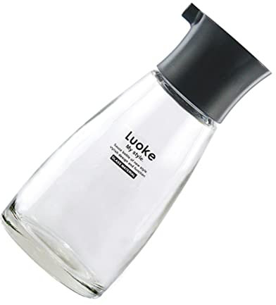 GRIRIW Bottiglia Per Condimenti in Vetro Borosilicato Dispenser Contenitore Per Utensili Da Cucina Pratici e Facili Da Nero
