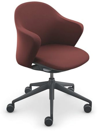 Sedus, se:Flair, wohnlicher Bürostuhl, kompakt, für Homeoffice/Konferenzräume/Büros (Schwarzes Gestell, Rot), fr-820