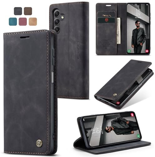 owlhold Cover per samsung A15,Cover Samsung Galaxy A15 4G/5G Magnetica Portafoglio Flip[Antiurtoo][Cavalletto][Carta Fessura] Custodia Pelle per Samsung Galaxy A15-Nero