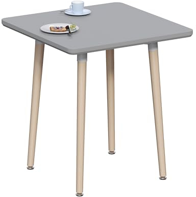 Vida Designs Batley - Mesa de Comedor Cuadrada con Patas de Madera de Haya Maciza, Comedor Moderno (Gris, 2 plazas)