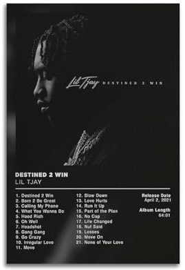 Szzmyo Lil Tjay Poster, Destined 2 Gewinnalbum, Poster, dekoratives Gemälde, moderne ästhetische Leinwandposter, Schlafzimmer, Kunst, Wohnzimmer, Dekoration, Poster, 30 x 45 cm, ungerahmter Stil