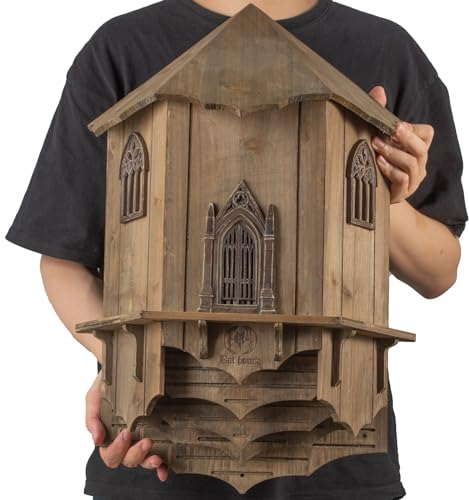 VIREESR Extra große Fledermaus-Vogelhäuser aus Holz für den Außenbereich - perfekt gestaltete Vierkammer-Box zum Anlocken von Fledermäusen - langlebig und einfach aufzuhängen