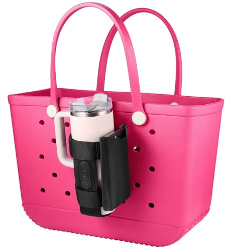 OUTXE Bogg Bag Cup and Phone Holder, Large Cup Holder Attachment for 40 oz Stanley Compatible with All Bogg Bag, 30 oz Water Bottle Holder with Cell Phone Insert for Simply Southern Beach Totes