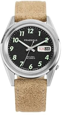 PRAESIDUS REC SPEC OG POPCORN Automatik Stahl Leder Datum Schwarz Braun Herrenuhr, Schwarz
