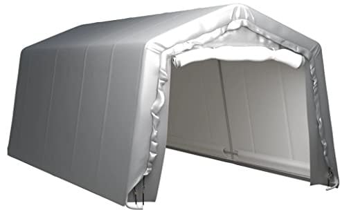 Willood Foliengerätehaus Gerätehaus Allzwecküberdachung Folienzelt Gartenschuppen Lagerzelt Garagenzelt Carport Fahrradgarage Lagerzelt Aufbewahrungsgarage Foliengarage 300x600 cm Stahl Grau