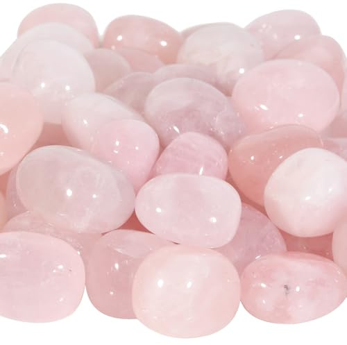 KYEYGWO 1 LB Rose Quartz Tumbled Stones Bulk for Crafts Vase Filler | Natural Polished Gemstones, Garden Decor, Crystals and Healing Stones for Meditation, Crystal Grids & Wiccan & Witch Supplies