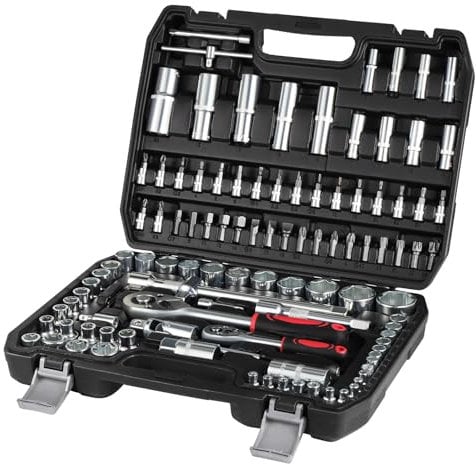 Faankiton 108PCS Coffret de Douilles, Coffret de Embouts, Lot Douilles et Cliquet, Jeu Coffret Douille Clé à Cliquet de Dégagement, Coffret de Douilles et Embouts Clés à Cliquet 1/2 et 1/4 72 Dents