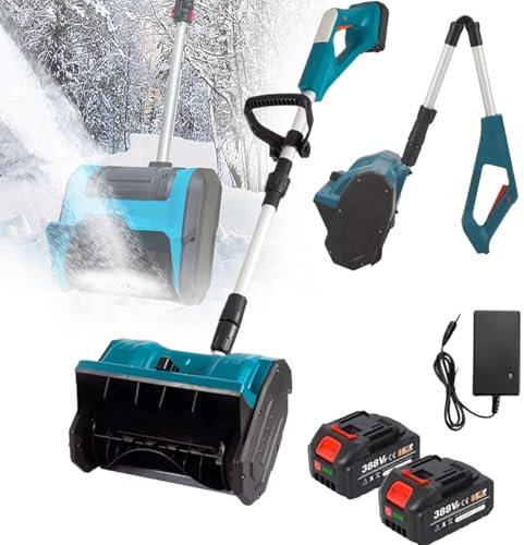 Cordless Snow Shovel with 2 Battery, Electric Foldable Snow Blower with Adjustable Direction & Telescopic Pole, Battery Snow Blower for School Roads Driveways
