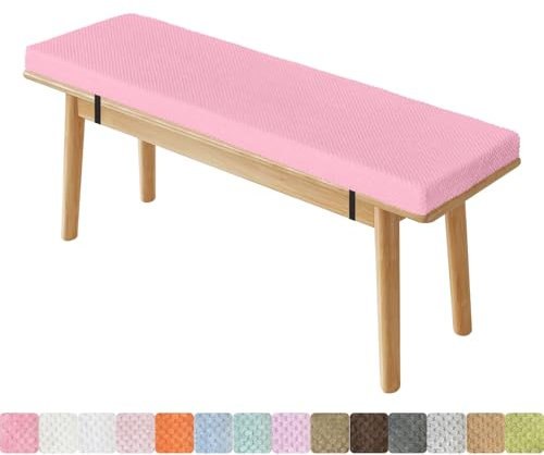 Lsjoaw Bankauflage Sitzkissen Mit 2 Spanngurten Bequeme Waschbare Rutschfestes Sitzauflagen Sitzbank Auflage Bank Outdoor Sitzauflage 140X50X3CM Rosa