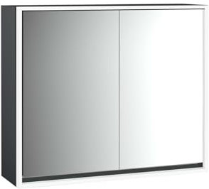 Emco loft Lichtspiegelschrank, 800mm, 2 Türen, Aufputzmodell, schwarz/Spiegel, 9798133, Ausführung: 2 Türen