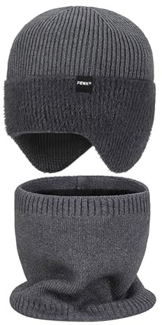 SRZYMJ Winter Warm Mütze, Schal Sets für Damen Herren, Pashmina Schal Multifunktionstuch Damen Blaue Mütze Fischer Mütze Beanie Wolle Haartuch Damen Mütze Mit Loch Für Zopf Damen