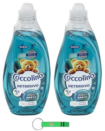 2x Coccolino Wonder Wash Ultra Clean Flüssigwaschmittel für die Waschmaschine - Ideal für Kurze Zyklen 37 Wäschen 1480ml + Beni Culinari Kostenloser Schlüsselanhänger