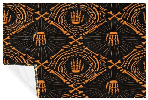 VAPOKF Halloween-Decke mit Skelett-Händen, weich, warm, gemütlich, Überwurf für Bett, Couch, Sofa, Picknick, Camping, Strand, 150 x 100 cm