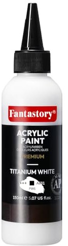 Fantastory Colori acrilici bianchi 150 ml, eccellente opacità, pittura precisa, elevata resistenza alla luce, vernice acrilica impermeabile, per tela, legno, ceramica, modelli, tessuti, artisti