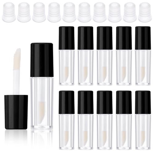 10pcs Lip Gloss Tubes Empty with Wand 1.2 ml Refillable Lip Gloss Tube Clear Mini Lip Balm Containers for Lipstick Samples DIY Makeup