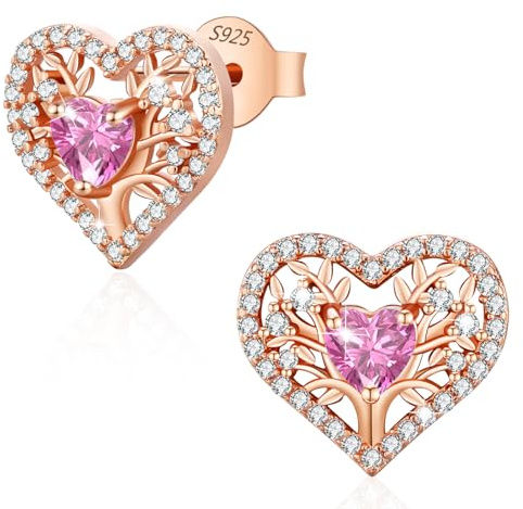 LAVUMO Pendientes Mujer Corazón Árbol Vida Pendientes Joyas para Mujer | Plata de ley 925/Latón Pendientes Regalos Originales Esposa Mamá Novia Navidad Cumpleaños Día de San Valentín