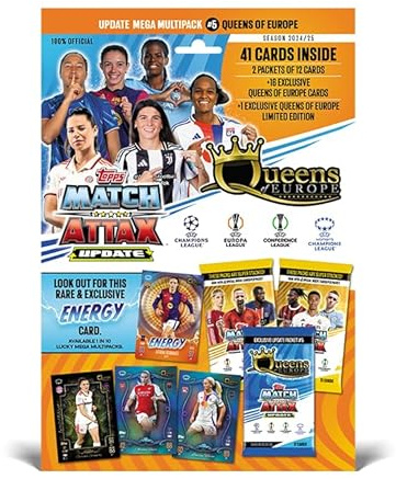 Topps Match Attax 24/25 - Update Mega Multipack #5 - Queens of Europe! 41 Cards Including 16 Queens of Europe Cards and Exclusive Georgia Stanway LE