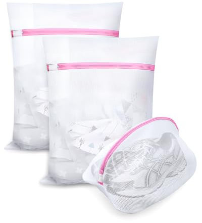 3 pezzi sacchetti lavatrice biancheria, retina per lavatrice, per prevenire deformazioni e pieghe dei vestiti, sacchetto lavanderia con cerniera per maglioni, camicie, intima, calze,scarpa