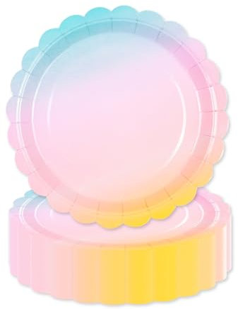 LDFDRT 7 inch Party Paper Plates for Dinner Cake Dessert 50 pcs Paper Tableware Plates Party Supplies for Birthday Holiday Wedding Baby Shower Decorations (Rainbow)