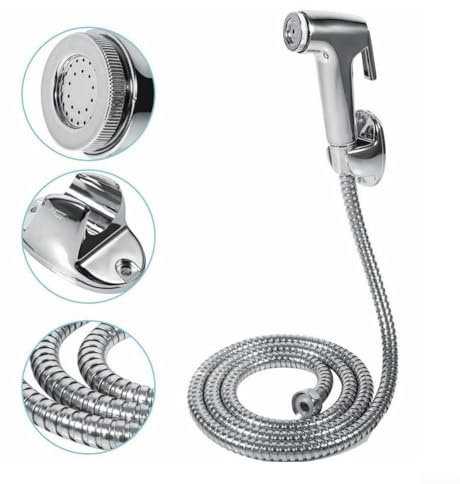 Chrom Bidet Shattaf Duschspray, G1/2 Gewinde, ABS + Edelstahl, bequemer Griff