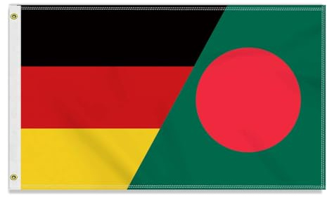 Große 90×150 CM Bangladesch Deutschland Flagge, großes 150D Deutsch Bangladesch Freundschafts banner,Strapazierfähige Deutschlandfahne Doube-Seitendruck Dekor Messingösen large Bangladesh
