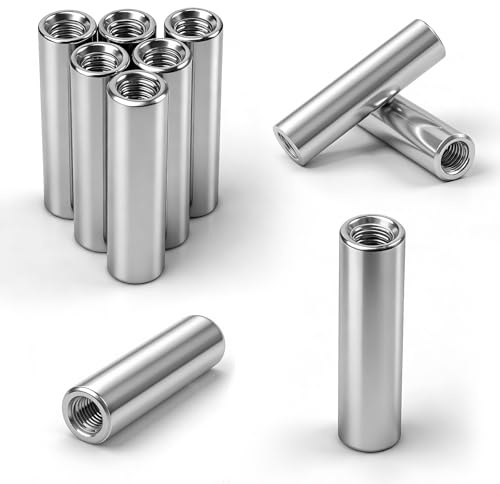 10 Stück 304 Edelstahl Gewindehülse M5 × 30mm,Runde Gewindemuffen,Edelstahl V2A Rundmuffen,Verbindungsmuttern Langmutter,Innengewinde Distanzmuffen Kupplungsmutter,Gewindehülsen für Halterung