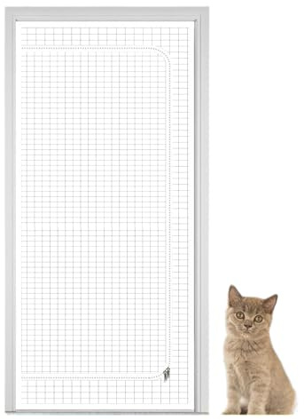 Barrera de puerta mosquitera para gato interior – Barrera retráctil, red de seguridad para mascotas | Separador de entrada de casa multifuncional, red interior con