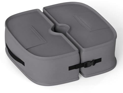 COSTWAY Bolsa de Peso, Base de Sombrilla Impermeable, Hebillas de Fijación, Asa de Transporte, Bolsa de Arena Plegable y Desmontable para Patio Playa Jardín (Redonda Partida,Gris)